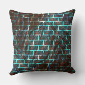 赤と青のステンド、グリッドまたはスクラッチのレンガ効果 クッション (裏面)