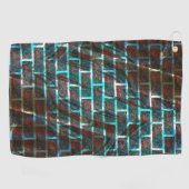 赤と青のステンド、グリッドまたはスクラッチのレンガ効果 ゴルフタオル (横)