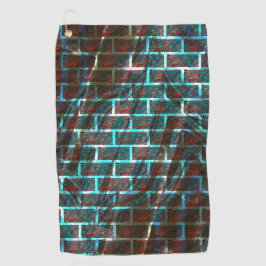 赤と青のステンド、グリッドまたはスクラッチのレンガ効果 ゴルフタオル