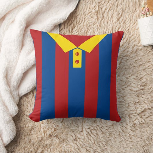赤と青のストライプサッカージャージーの名前と番号 クッション (ブランケット)