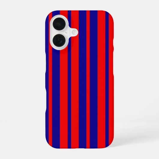 赤と青のストライプデザイン iPhone 16ケース (裏面)