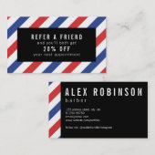 赤と青のストライプ理容師紹介カード 紹介カード (正面/裏面)