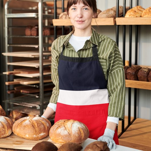 赤と青のストライプ エプロン