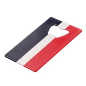 赤と青のストライプ クレジットカード栓抜き (正面アングル)