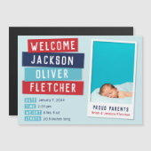 赤と青のスナップショット磁気発生の発表 マグネット招待状 (正面/裏面)