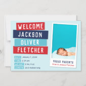 赤と青のスナップショット磁気発生の発表 マグネット招待状 (正面)