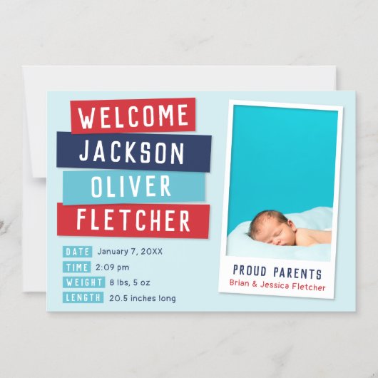 赤と青のスナップショット磁気発生の発表 マグネット招待状 (正面)