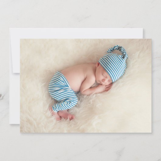 赤と青のスナップショット2写真の誕生のお知らせ 案内状 (裏面)