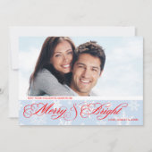 赤と青のスノーフレーク写真クリスマス シーズンカード (正面)