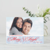 赤と青のスノーフレーク写真クリスマス シーズンカード (スタンド正面)