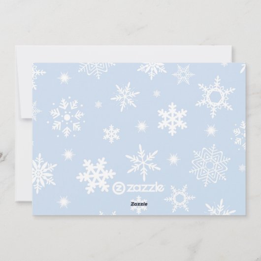 赤と青のスノーフレーク写真クリスマス シーズンカード (裏面)