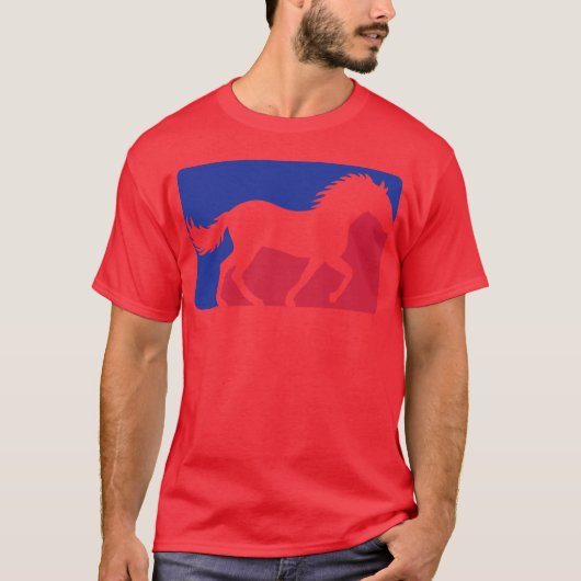 赤と青のスポーツの友達の馬 Tシャツ (正面)