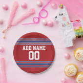 赤と青のスポーツジャージー誕生日パーティー ペーパープレート (パーティー)