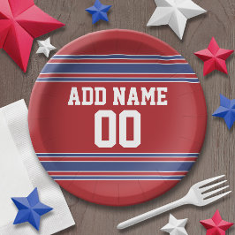 赤と青のスポーツジャージー誕生日パーティー ペーパープレート