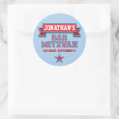 赤と青のスポーツタックルトウィルバー（ユダヤ教の）バル・ミツバーRSVP ラウンドシール (バッグ)