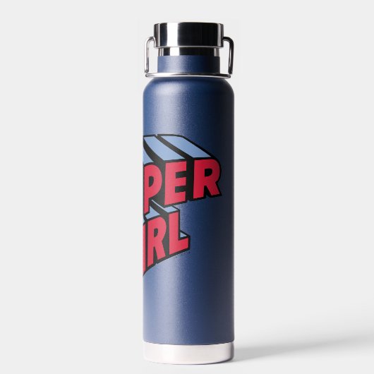 赤と青のスーパーガールスタック名ロゴ ウォーターボトル (背面)