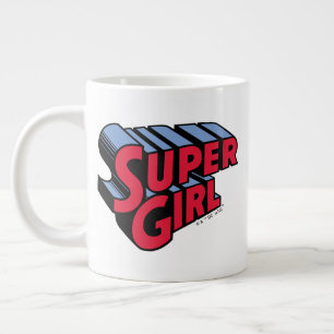 赤と青のスーパーガールスタック名ロゴ ジャンボコーヒーマグカップ