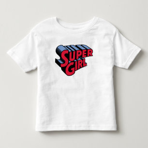 赤と青のスーパーガールスタック名ロゴ トドラーTシャツ