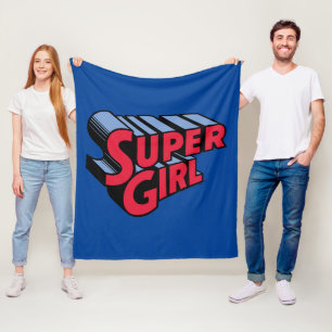 赤と青のスーパーガールスタック名ロゴ フリースブランケット