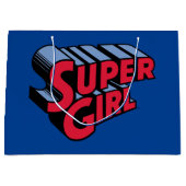 赤と青のスーパーガールスタック名ロゴ ラージペーパーバッグ (正面)