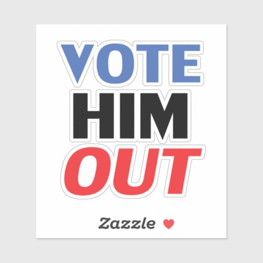 赤と青のタイポグラフィで彼を投票モダン シール (シート)