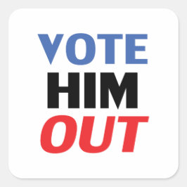 赤と青のタイポグラフィで彼を投票モダン スクエアシール