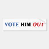 赤と青のタイポグラフィで彼を投票モダン バンパーステッカー (正面)