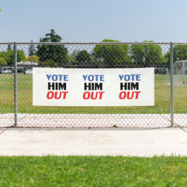 赤と青のタイポグラフィで彼を投票モダン 横断幕