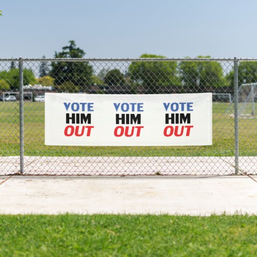 赤と青のタイポグラフィで彼を投票モダン 横断幕 (インサイチュ)
