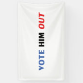 赤と青のタイポグラフィで彼を投票モダン 横断幕 (縦)