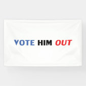 赤と青のタイポグラフィで彼を投票モダン 横断幕 (横)