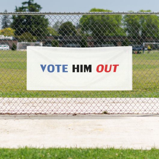 赤と青のタイポグラフィで彼を投票モダン 横断幕 (インサイチュ)