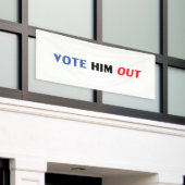 赤と青のタイポグラフィで彼を投票モダン 横断幕 (ビルの外側)