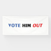 赤と青のタイポグラフィで彼を投票モダン 横断幕 (横)