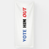 赤と青のタイポグラフィで彼を投票モダン 横断幕 (縦)