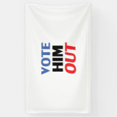 赤と青のタイポグラフィで彼を投票モダン 横断幕 (縦)