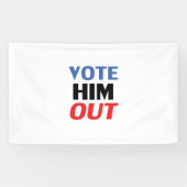 赤と青のタイポグラフィで彼を投票モダン 横断幕 (横)