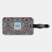 赤と青のダマスクパターンの豊かな色合い ラゲッジタグ (裏面横)