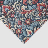 赤と青のダマスクパターンの豊かな色合い 薄葉紙 (詳細)