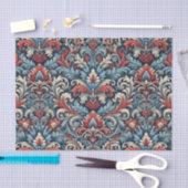 赤と青のダマスクパターンの豊かな色合い 薄葉紙 (クラフト)