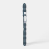 赤と青のチェック柄の猫 iPhoneケース (左側面)
