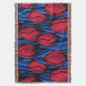 赤と青のチューリップ スローブランケット (正面縦)