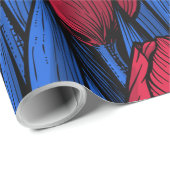 赤と青のチューリップ ラッピングペーパー (ロールコーナー)