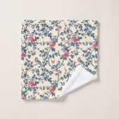 赤と青のトイレデジュイトリム付き埃っぽいブルー バスタオルセット (ウォッシュタオル)