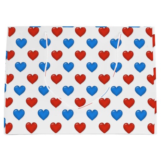 赤と青のハートエレガントシェイプ大抱き枕 ラージペーパーバッグ (正面)