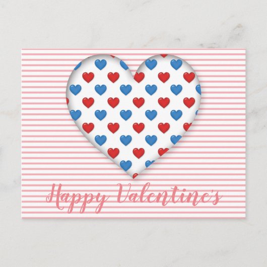 赤と青のハート ポストカード (正面)