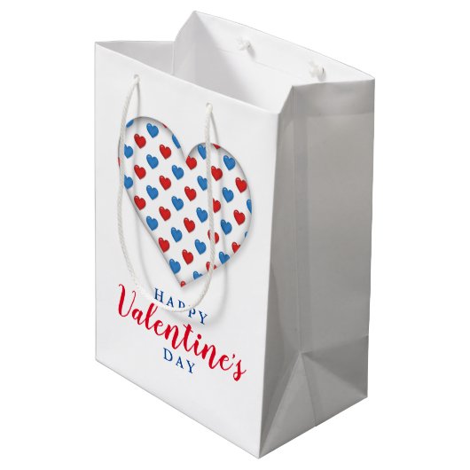 赤と青のハート ミディアムペーパーバッグ (裏面アングル)
