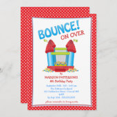 赤と青のバウンスハウス誕生日パーティー招待状 招待状 (正面/裏面)
