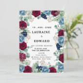 赤と青のバラ白のフローラ書  招待状 (スタンド正面)