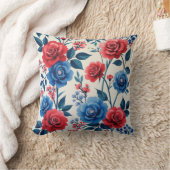 赤と青のバラ絵を描のベビーの胸像 クッション (ブランケット)